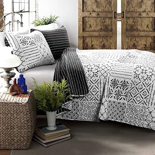 Lush Decor Charcoal Monique 3 Piece Reversible Quilt Set
