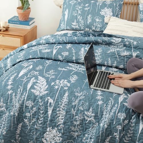 JANZAA King Size Quilt Set with Floral Pattern
