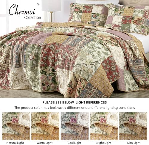 Chezmoi Collection Delaney 2-Piece Floral Patchwork Quilt Set Twin