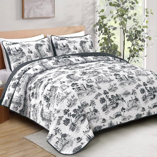Drucon Black Farmhouse Quilt Set for King Size