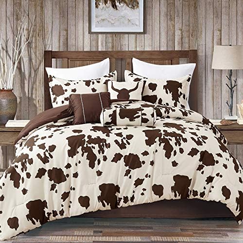 Linen Mart Southwestern Rustic Brown Beige Microfiber Comforter Set - 6 Piece Twin