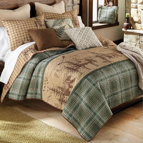 Woodland Sage Bear Moose Quilt Bed Set - Queen Size
