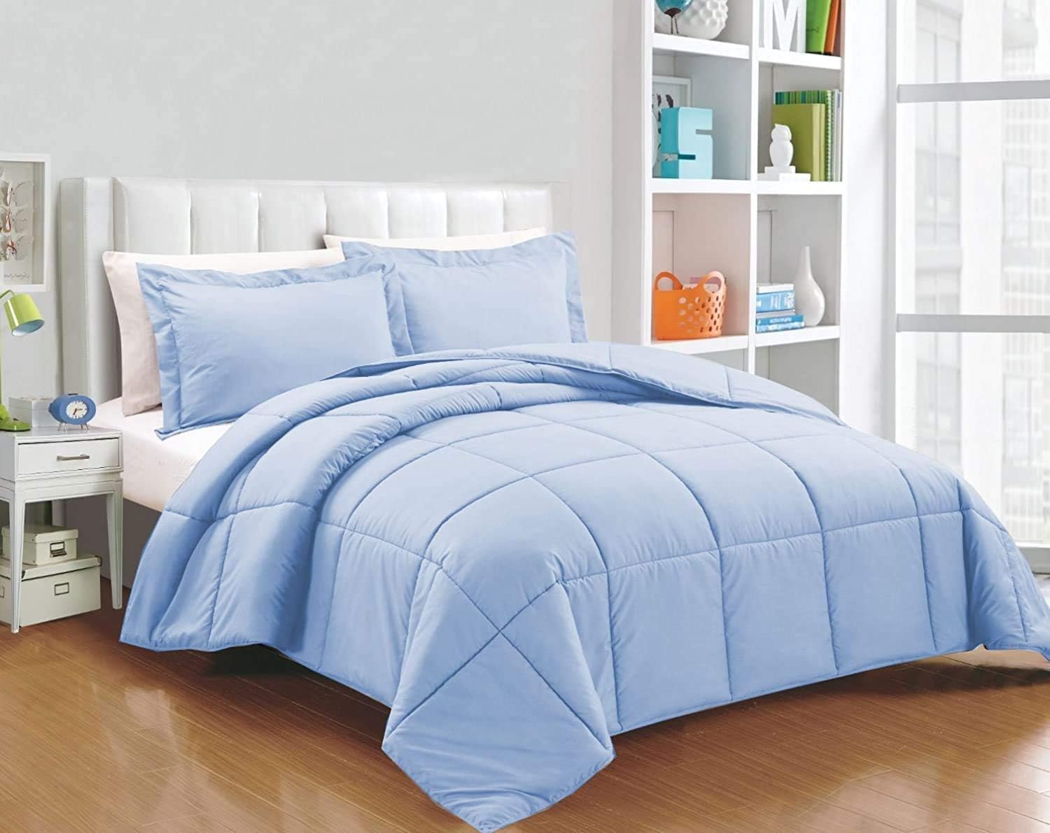 Dainty Homes 10 Pieces Bedding Set Light Blue Super King
