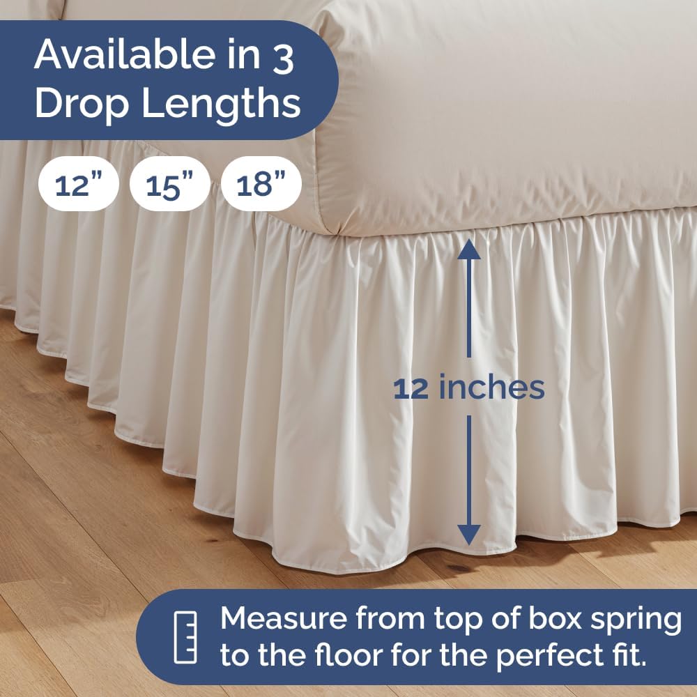 CGK Unlimited Bed Skirt Twin Size Ruffle 12 Inch Drop