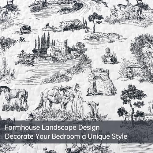 Drucon Black Farmhouse Quilt Set for King Size