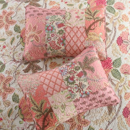 Etwel Queen Quilt Bedding Set Patchwork Floral Pink Comforter