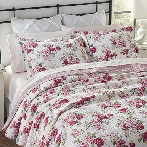 Laura Ashley King Quilt Set with Reversible Design