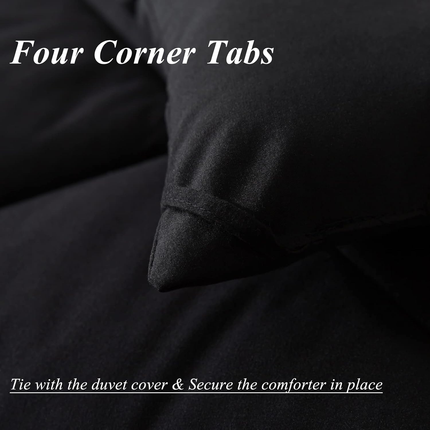 ELNIDO QUEEN Lightweight King Comforter Set - 3 Piece Black 200GSM