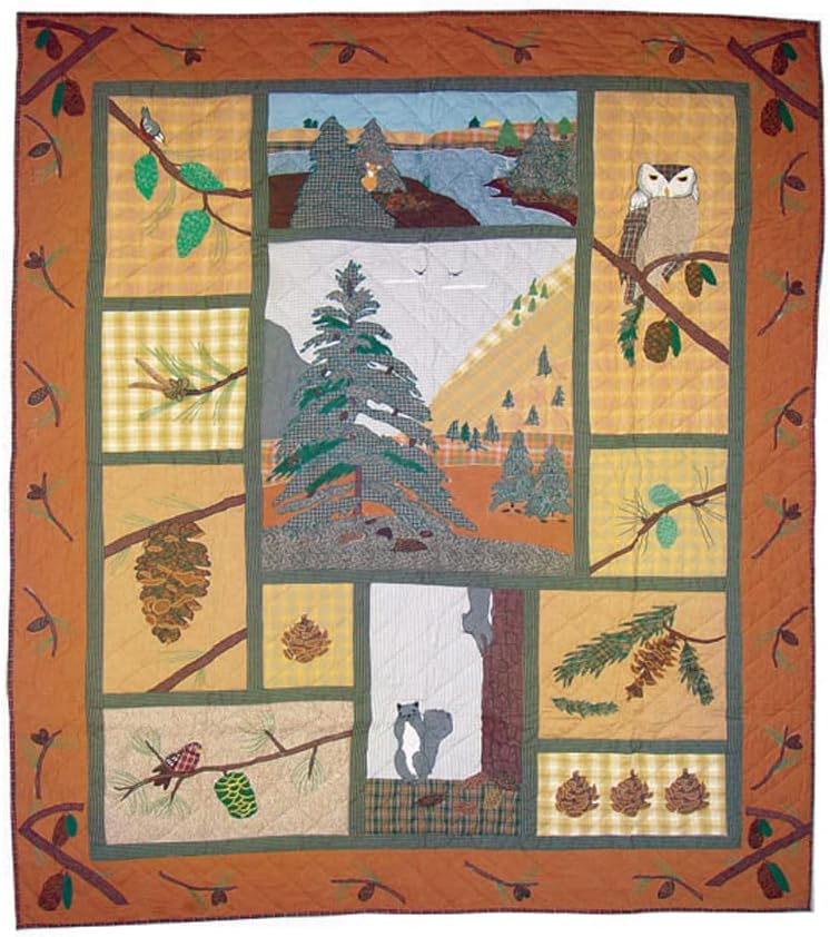 Patch Magic Quilts Quilted Pinecones Super Queen Quilt 3 Piece Set
