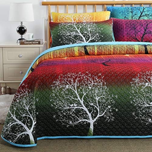 Swanson Beddings Rainbow Tree Quilt Set King Size