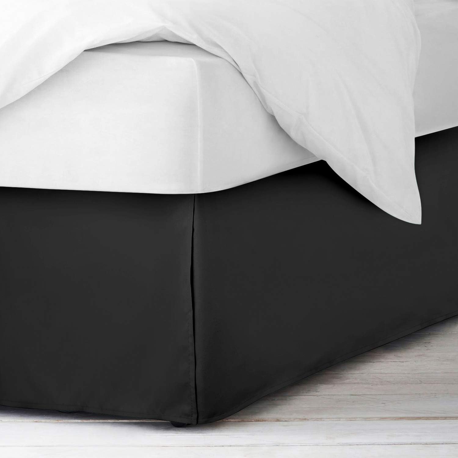 1000 TC Box Pleated Bed Skirt Twin XL Black 14 Inch Drop