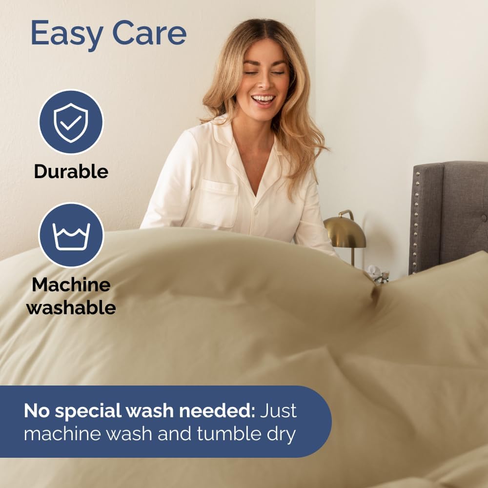 CGK Unlimited Wrap Around Dust Ruffle Bed Skirt 2 Pillowcases Set - Beige