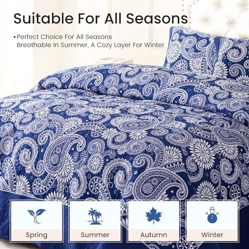 Sophia William Royal Blue Cal King Patchwork Quilt Set