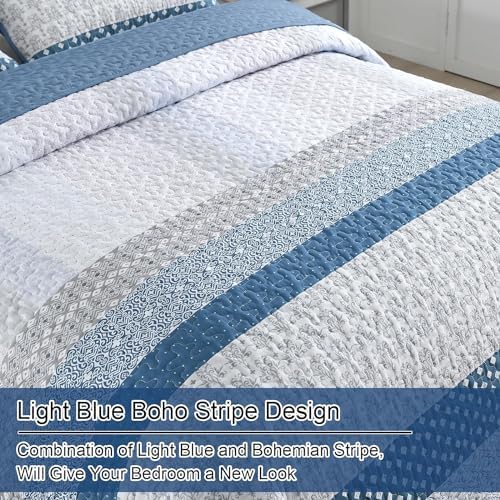 WONGS BEDDING Blue Boho Quilt Set Twin Size