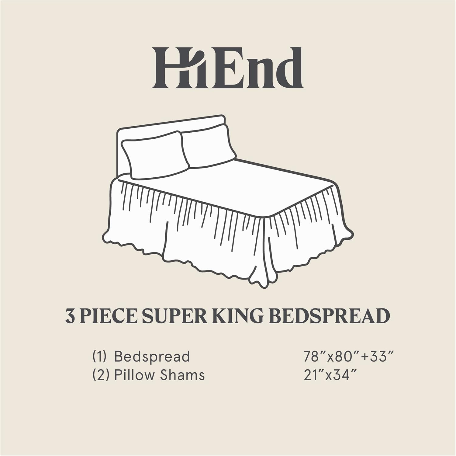 HiEnd Accents Luna Washed Linen 3-Piece Bedspread Set