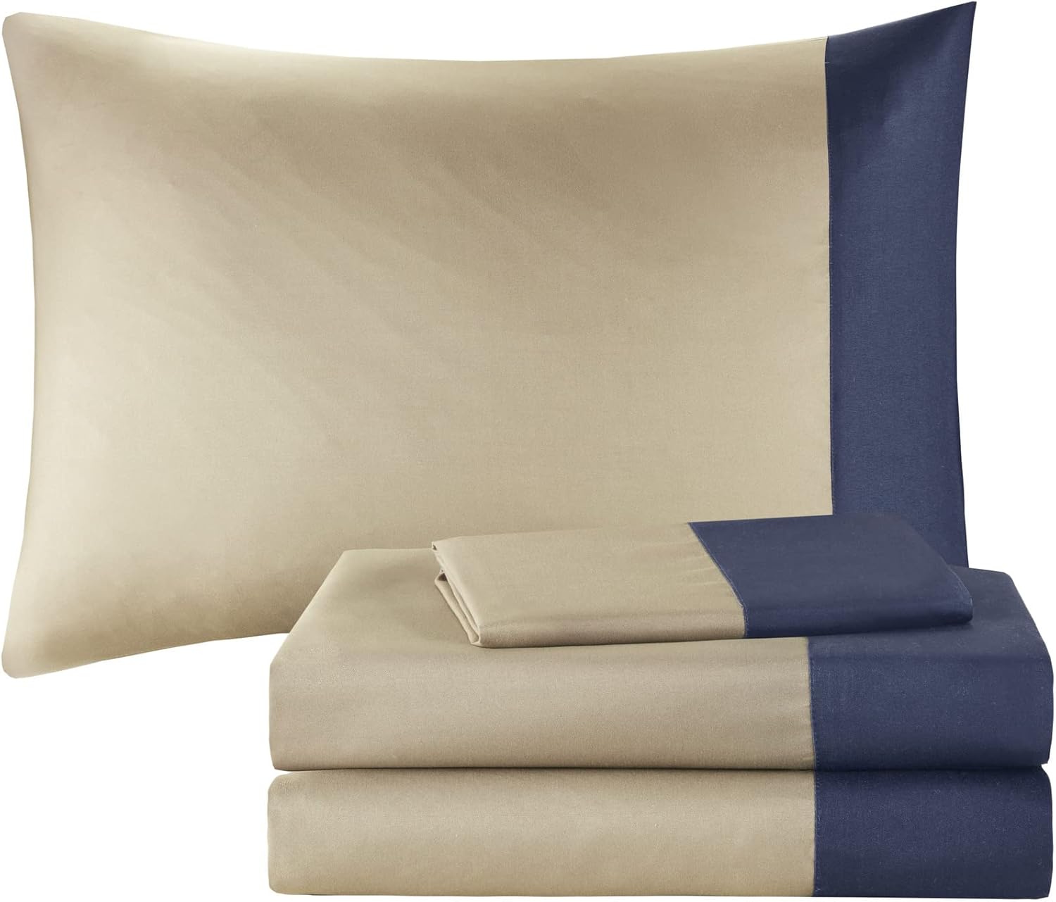 Intelligent Design Robbie Cozy Comforter Set 7 Piece Twin XL Navy Tan
