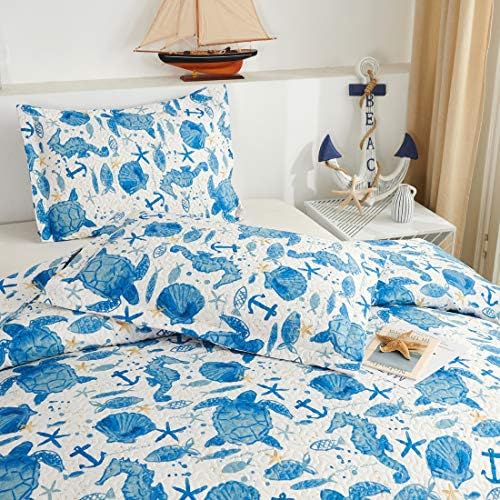 Oliven Ocean Themed Turtle Quilt Set Twin