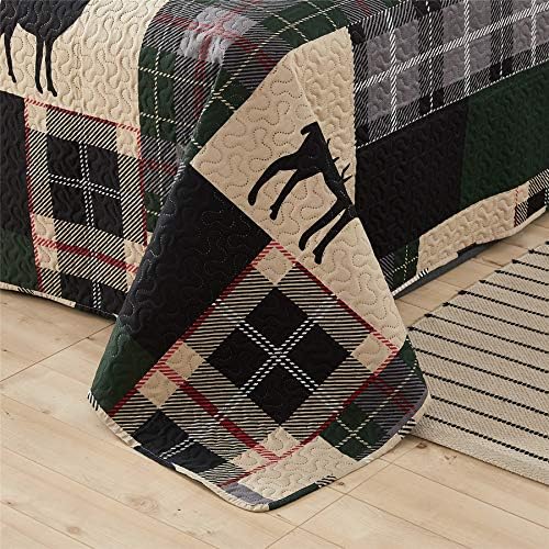 Ycosy Moose Deer Quilt Set Twin Size Reversible Bedspread 1