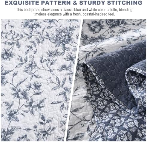 Oversized King Bedspread 120x120 100 Cotton Floral Farmhouse Quilt Set