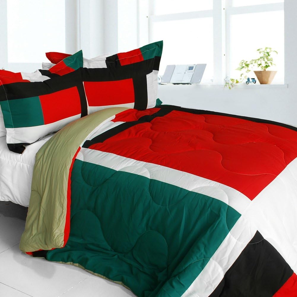 Onitiva Classic Match Quilted Patchwork Comforter Set FullQueen Size
