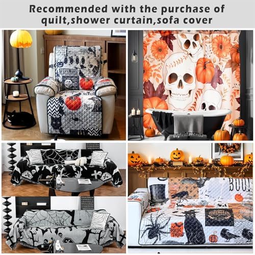 Cmfshape Halloween Quilt Set Queen Size Black Reversible