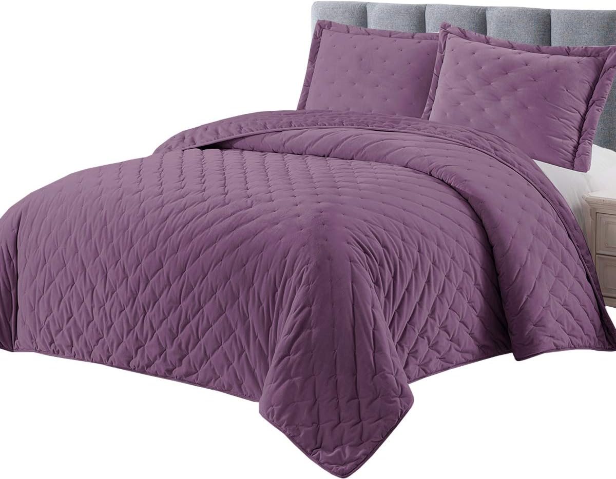 Royal Tradition Velvet Purple Fluffy Quilt Set 2pc Twin XL Oversized