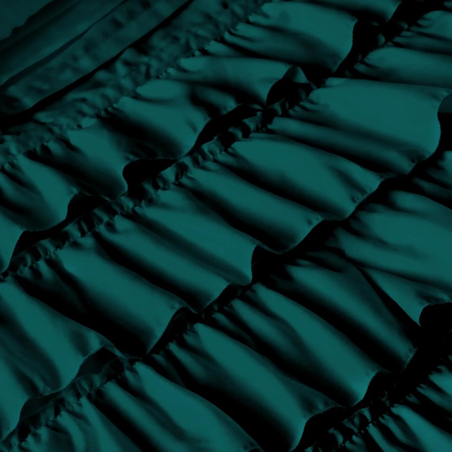 100 Linen Ruffle Duvet Cover Set Dark Green