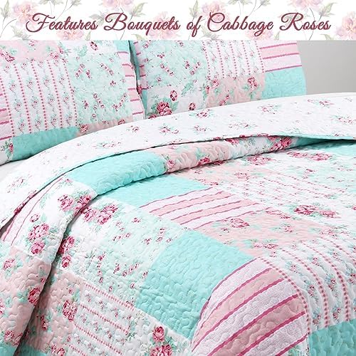 Cozy Line Bloom Floral Reversible Quilt Bedding Set Twin 2 Piece