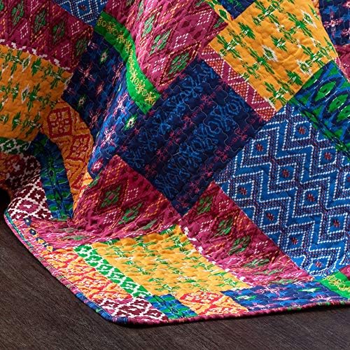 Lush Decor Misha 3-Piece Quilt Set Queen Fuchsia Navy
