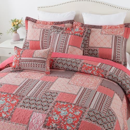 BEDIFANY Cotton Queen Quilt Set with 2 Pillow Shams