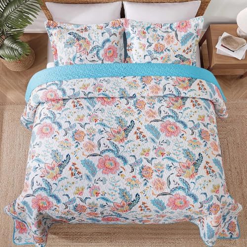 BEDISELY Queen Quilt Set - 3-Piece Floral Farmhouse Bedding 1
