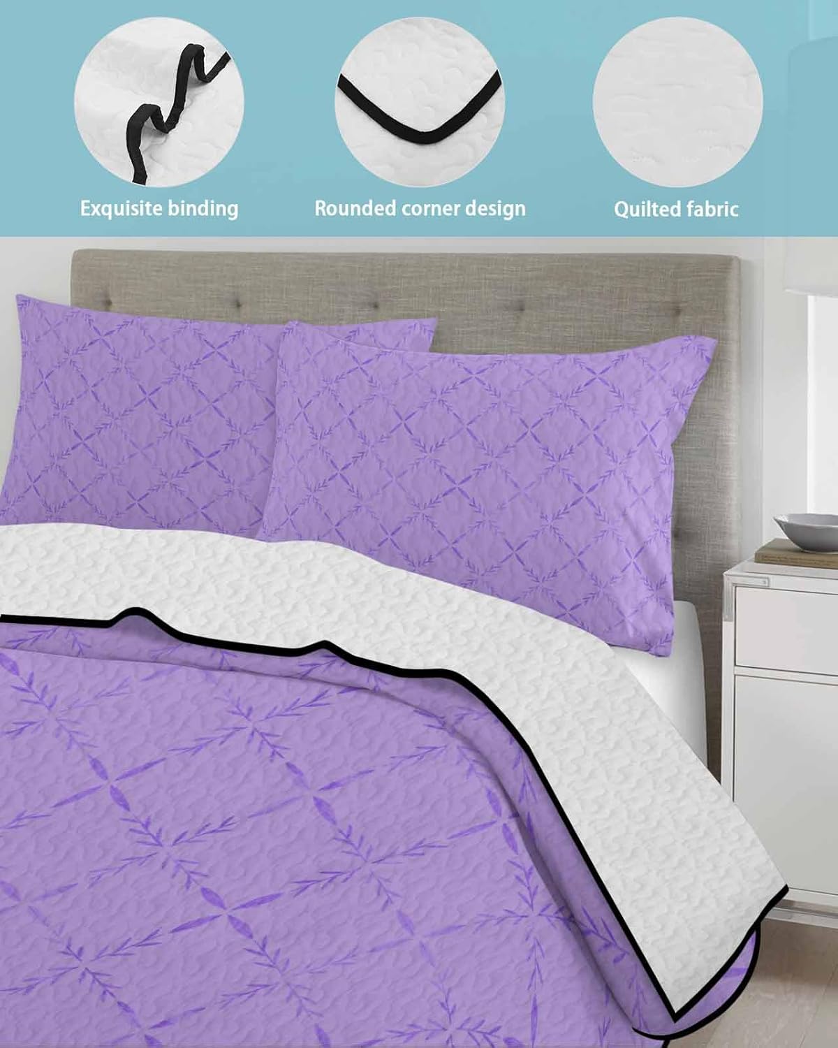 PRINT PICTURE ARTHOME Twin XL Purple Quilt Set 1