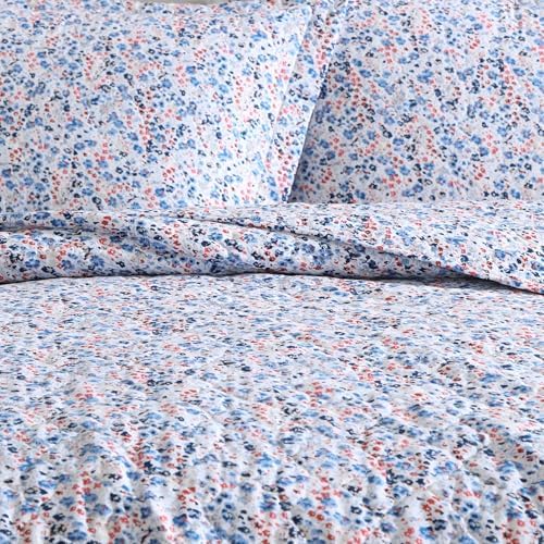 Laura Ashley Leona Flower Red Quilt Set FullQueen