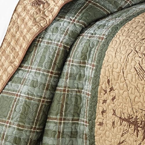 Woodland Sage Bear Moose Quilt Bed Set - Queen Size