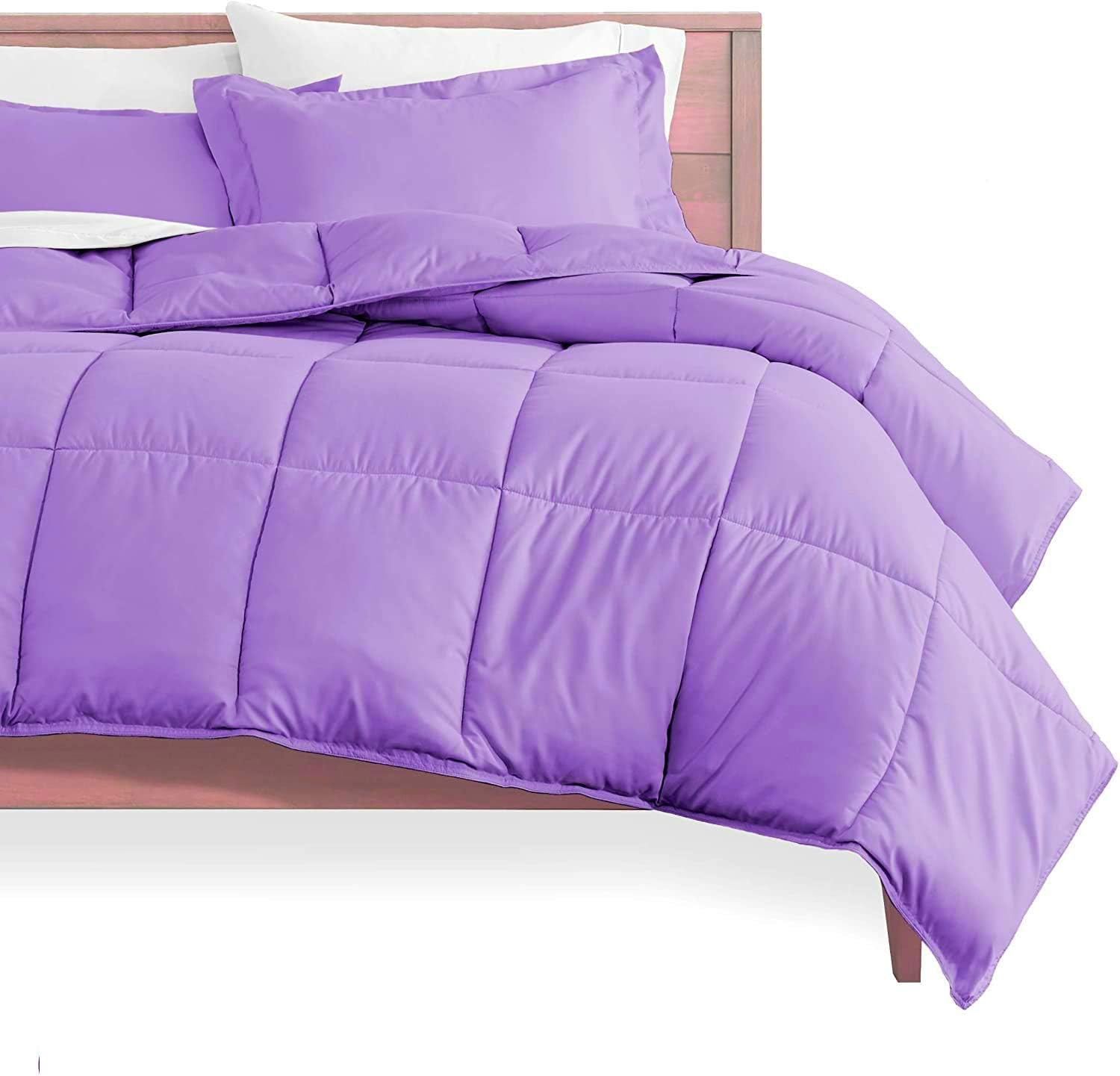 Soft 1000 TC Comforter Set with 2 Pillow Cases Lilac