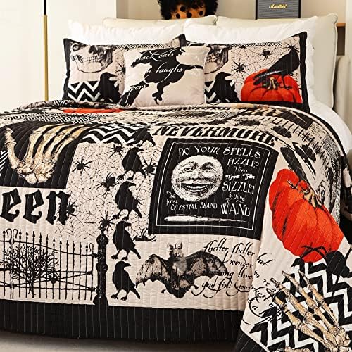 Cmfshape Halloween Bedspread Set King Size 4 Piece with Pillow Shams