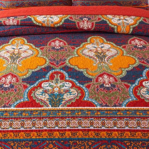 NEWLAKE Reversible Patchwork Quilt Set Queen Size
