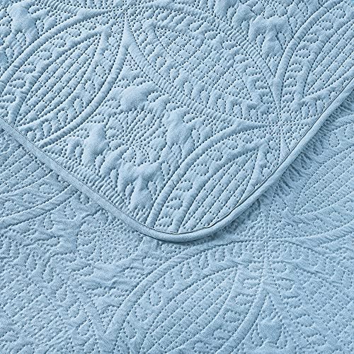 Pure Bedding Quilt Set King Size Sky Blue Geometric Pattern
