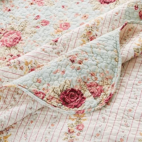 Greenland Home Antique Rose Cotton Quilt Set TwinXL Blue