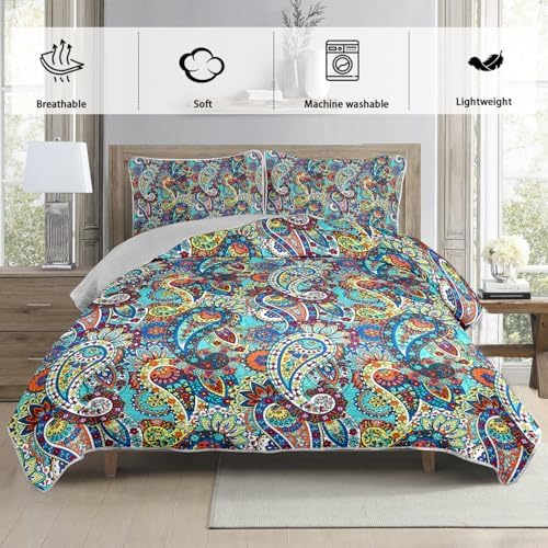 Boho Style King Quilt Set with 2 Pillowcases