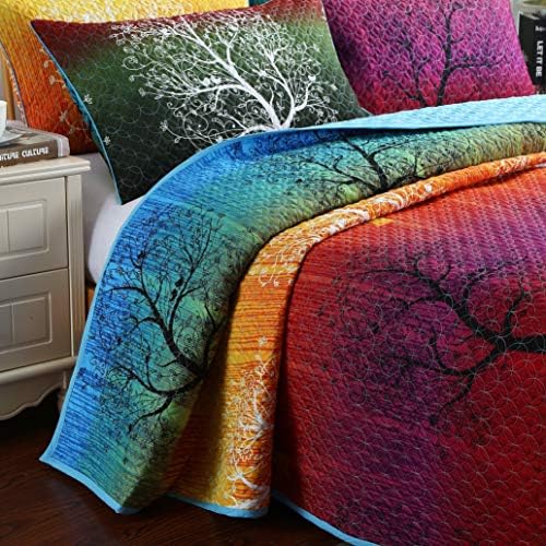 Swanson Beddings Rainbow Tree Quilt Set King Size