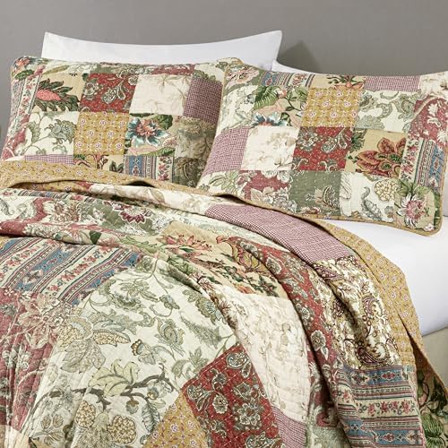 Chezmoi Collection Delaney 2-Piece Floral Patchwork Quilt Set Twin