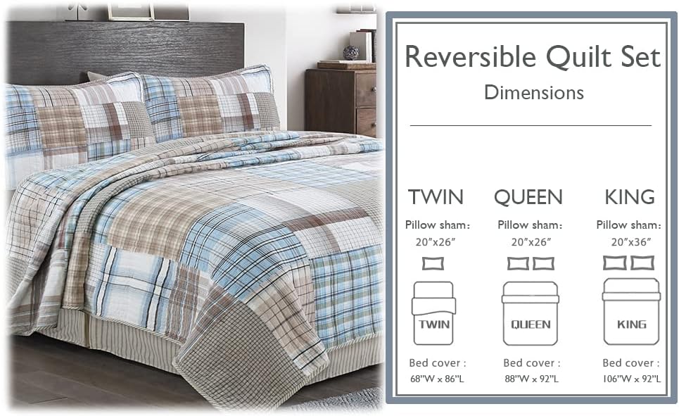 Cozy Line Home Fashions Reversible Quilt Bedding Set
