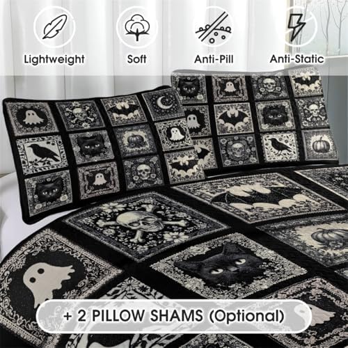 Witch Throw Pattern Quilt Set - Queen Twin Full Halloween Decor