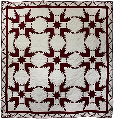 Patch Magic Red Feathered Star Super Queen Quilt Set
