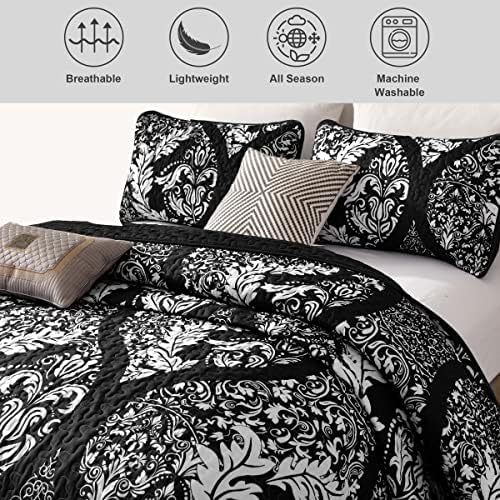 DJY Black Quilt Set Queen Size 3 Pieces 1