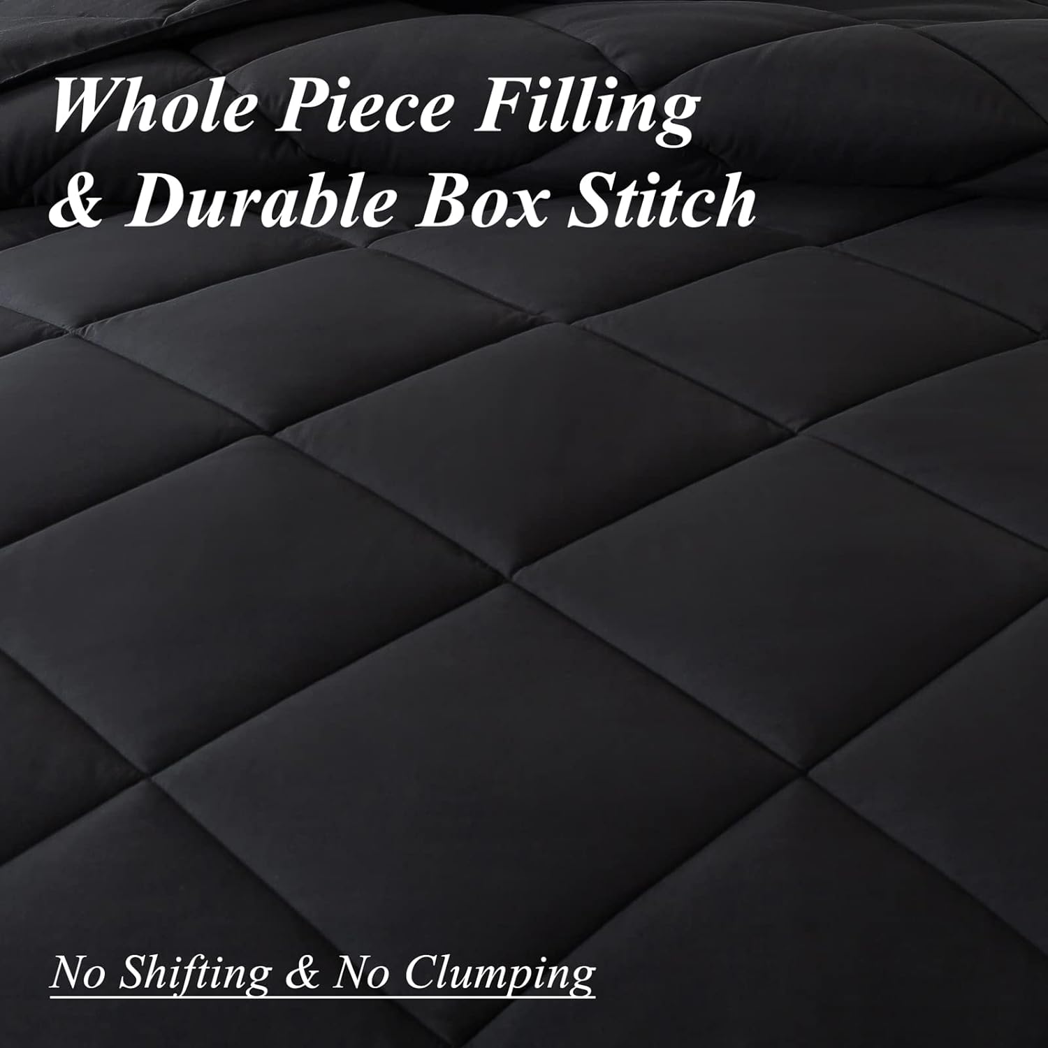 ELNIDO QUEEN Lightweight King Comforter Set - 3 Piece Black 200GSM