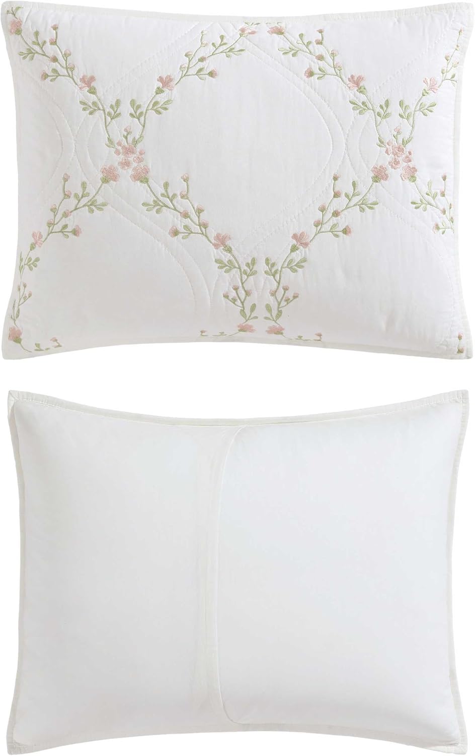 Laura Ashley Twin Quilt Set with Floral Embroidery