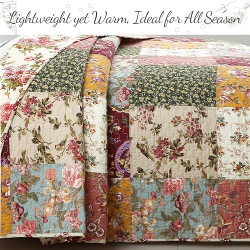 Cozy Line 100 Cotton Patchwork Quilt Bedding Set - Harvest King 3 Piece