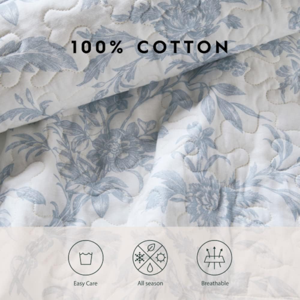 Laura Ashley Twin Quilt Set in Amberley Soft Blue